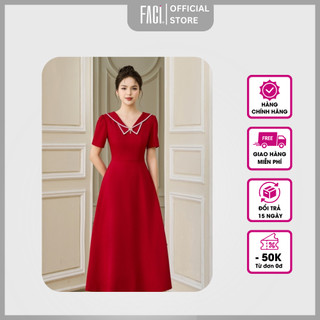 Đầm Nữ 𝐅𝐀𝐂𝐈 Dáng Dài Váy Công Sở Vải Chéo Tuyết Cao Cấp Dáng A Xoè Cổ Nơ Điệu Đà FD240104