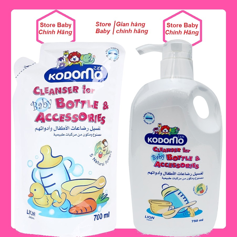 (Mua lẻ Giá Sỉ)NƯỚC RỬA BÌNH SỮA KODOMO DẠNG TÚI 700ML không mùi