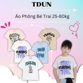 Áo phông bé trai TDUN A002 cổ tròn chất cotton mềm mịn hình in sắc nét bé 25-80kg