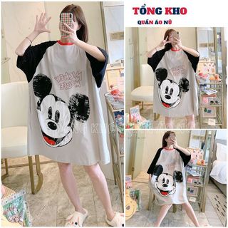 Đầm nữ bánh bèo mặc nhà cực xinh, Váy thun hoạt hình ngộ nghĩnh đáng yêu form cực chất - TONGKHO