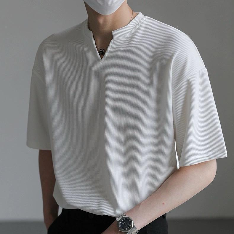 🔥New Hot🔥 Áo Thun Nam Cổ Chữ V Ngắn Tay Form Dáng Dễ Phối Đồ, Áo Phông Nam Chất Vải Thun Gân Cao Cấp Hàn Quốc MimiShop