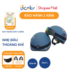 Mũ Bảo Hiểm B'color Loại Nửa Đầu Họa Tiết Hình Xe Máy Kèm Kính Thời Trang