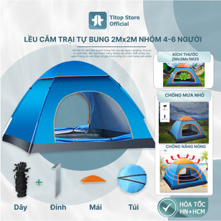 Lều Cắm Trại Gấp Gọn 2 Cửa Tự Bung ,Lều Dã Ngoại Gấp Gọn Tiện Lợi Dành Cho 4-5 Người