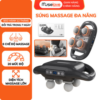  Súng Massage Đa Năng DELADEP Với 4 Đầu Và 20 Mức Độ Massage Kèm 6 Chế Độ Pin 2000mAh Giúp Thư Giãn Giảm Căng Thẳng 