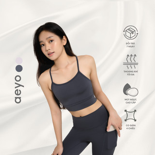 Áo bra thể thao yoga nữ Dynamic Flow, dây đan chéo lưng, màu hồng tím, chất liệu aeyoLux, ôm vừa vặn thoải mái, tôn dáng