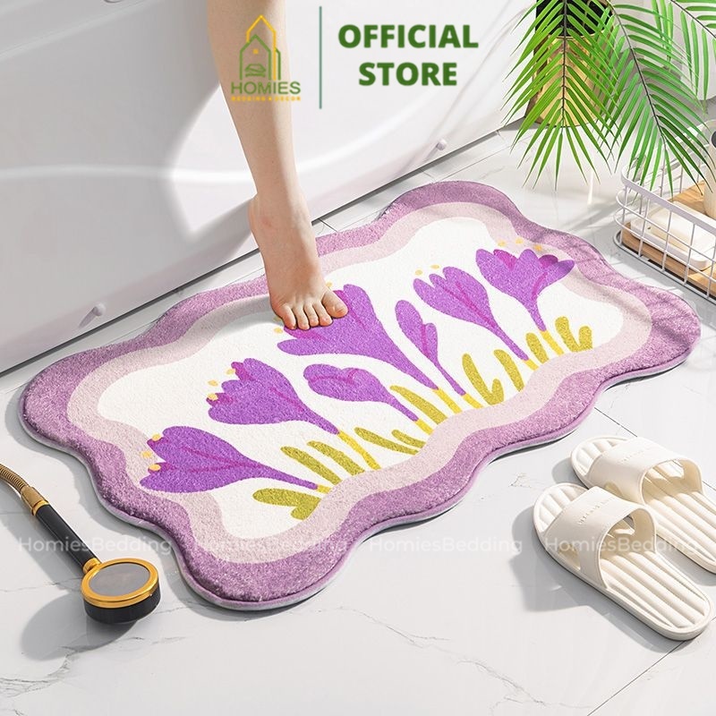 Thảm chùi HOMIES Bedding & Décor lông cừu 40x60cm , thảm trải sàn bếp decor trang trí phòng khách ph