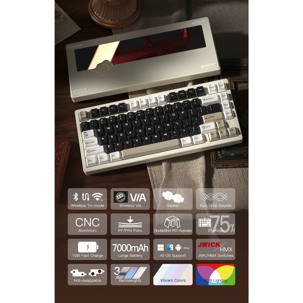 Rainy 75 - Bàn phím cơ RAINY75 Kết Nối 3 Mode, nhôm CNC | BigBuy360 - bigbuy360.vn