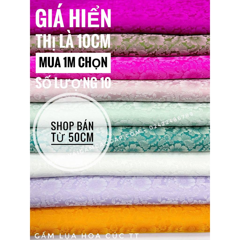 Vải Gấm Lụa Hoa Cúc TT (giá 10cm)