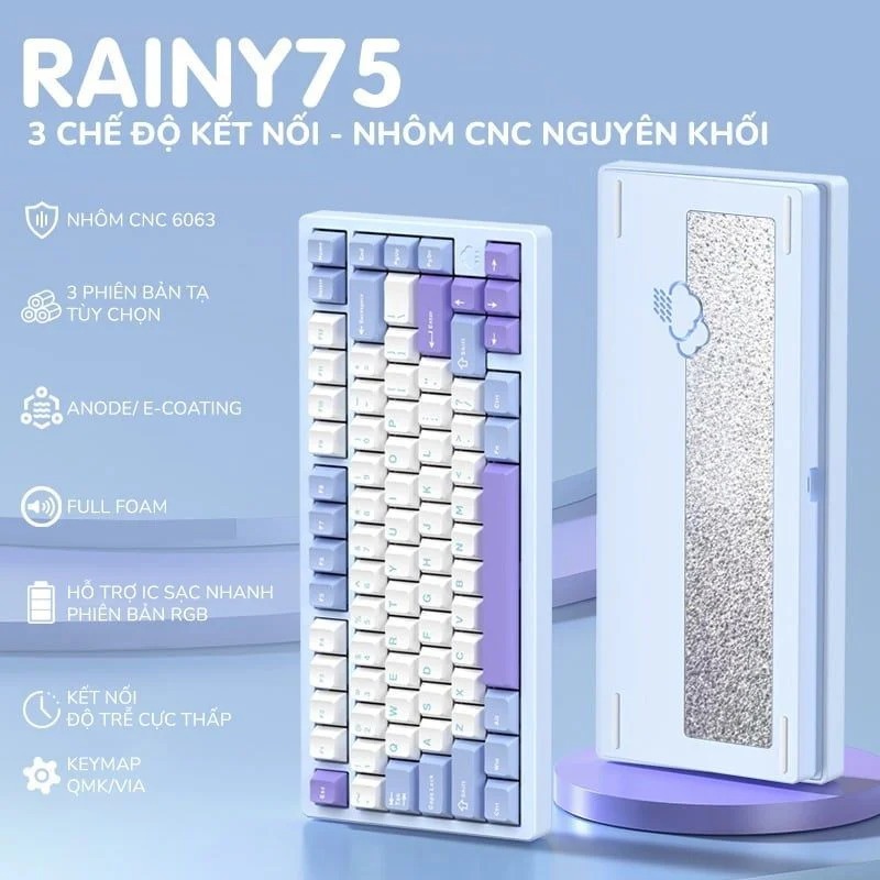 Rainy 75 - Bàn phím cơ RAINY75 Kết Nối 3 Mode, nhôm CNC | BigBuy360 - bigbuy360.vn