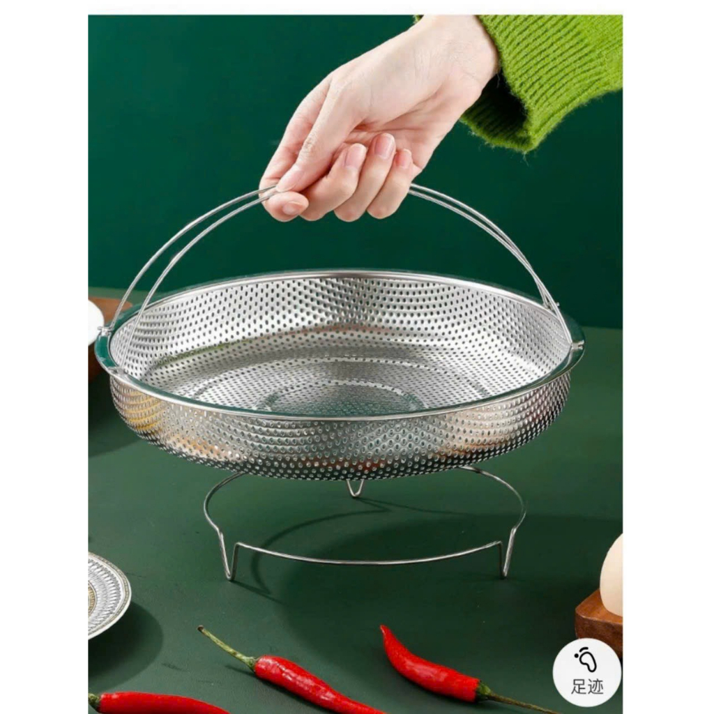Khay rổ - rá hấp thức ăn inox có đế