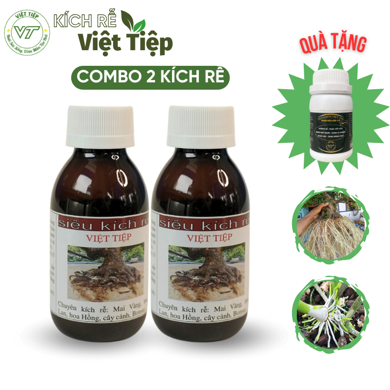 TẶNG PHÂN BÓN HỮU CƠ - Combo 2 kích rễ Việt Tiệp nguyên liệu nhập khẩu 100ml