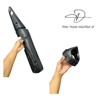 Che pô và chụp đít pô màu cacbon gắn cho Ex150 MS03