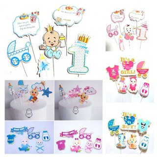 Set cắm Baby mừng thôi nôi , set cắm em bé trang trí bánh sinh nhật