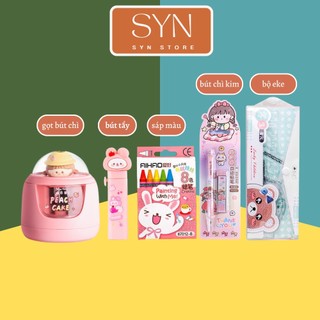 Set đồ dùng học tập - full bộ dụng cụ học tập đầu năm học - quà tặng học sinh 5 chi tiết - set quà xinh xắn