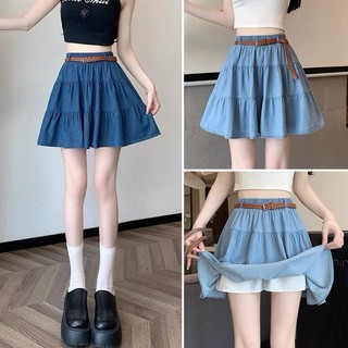  Chân váy xòe chữ A JEANS LỤA 3 NGĂN có lót trong dáng ngắn xinh xắn - L2M