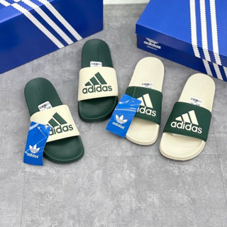 Dép quai ngang cao su siêu nhẹ adidas xanh trắng phối đồ đơn giản hot trend 2024