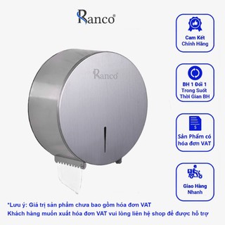 Hộp đựng giấy vệ sinh cuộn lớn tròn công cộng RANCO chất liệu inox 304 gắn tường bền đẹp - R08901