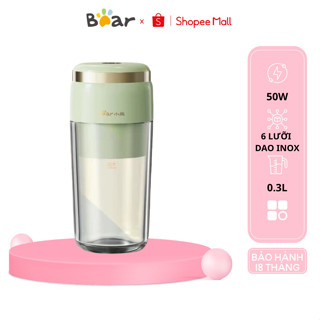 Máy xay sinh tố cầm tay tích điện 0.3L Bear LLJ-E03F1, 50W, 6 Lưỡi dao inox xay đá, BH 18 Tháng