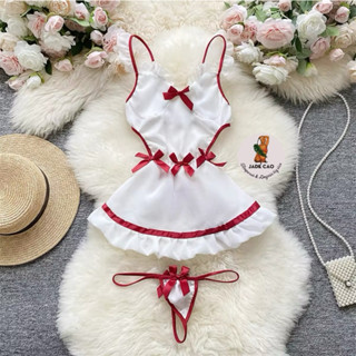 VÁY NGỦ HOÁ TRANG CÔ Y TÁ PHỐI NƠ ĐỎ BIG SIZE