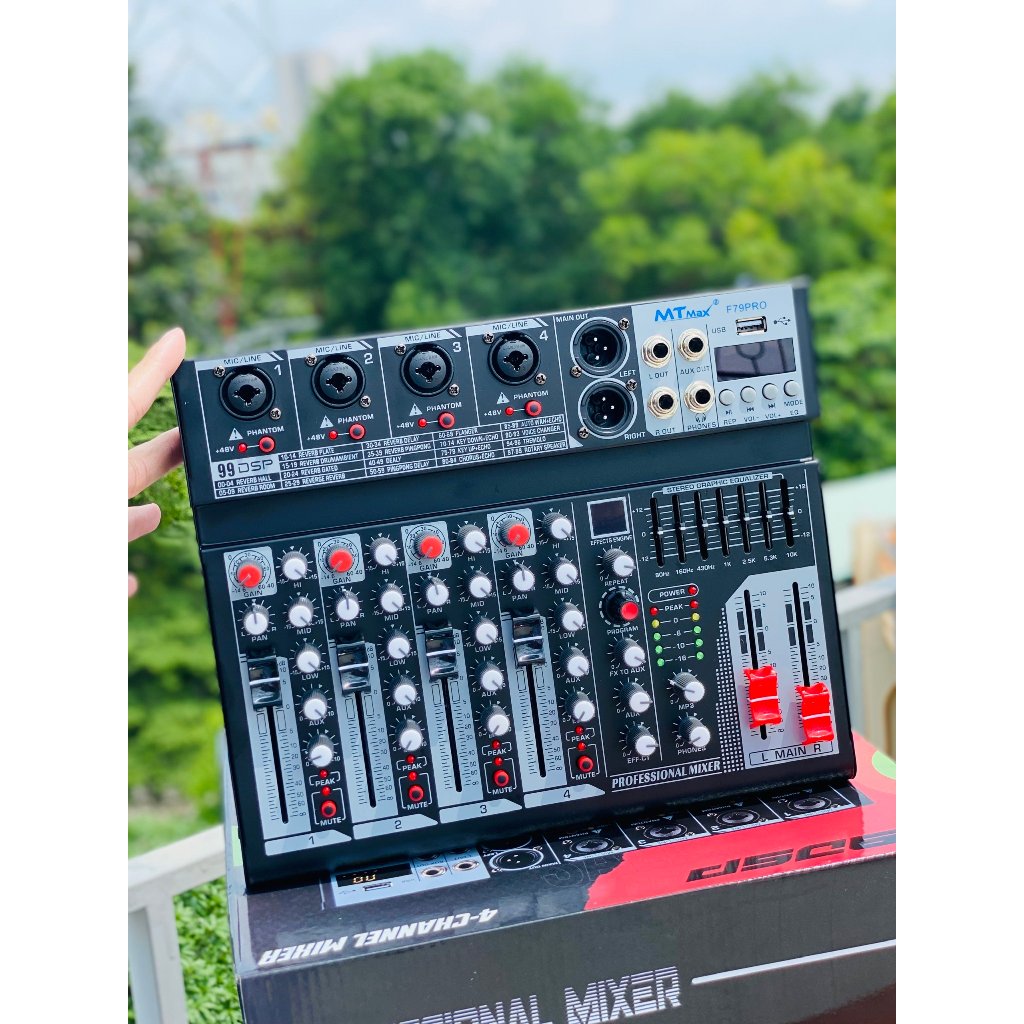 Bàn Trộn Mixer F79 Pro Tích Hợp 99 Chế Độ Vang Số hát Livestream Cực Hay