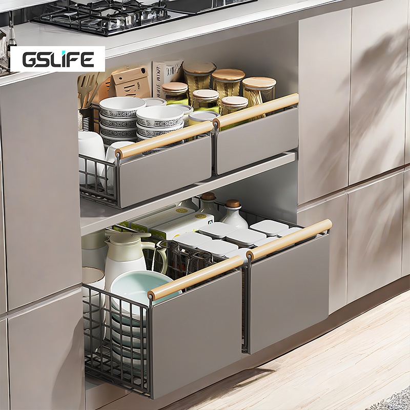Gslife Giỏ Đựng Đồ Đa Năng Có Ray Trượt-Kệ Để Đồ Tủ Bếp Đa Năng, Thiết Kế Có Thể Gập Lại