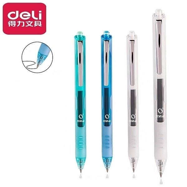 Bút bi gel Deli dạng mở nắp A524 và dạng bấm No.36659 ngòi 0,5mm viết êm trơn -1 bút A524 - No.3365
