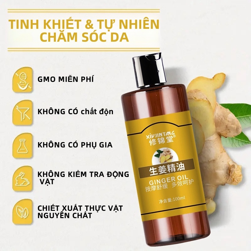 Dầu Massage Body Tinh Dầu Gừng Nóng Thiên nhiên 100% dùng cho mọi loại da，Giảm Béo Spa Dưỡng Sinh - Dung tích 100ml