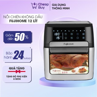Nồi chiên không dầu 12L Fujihome A12DB nhập khẩu, nồi chiên điện tử 9 chế độ nấu, tặng bộ phụ kiện 8 món - BH 1 năm