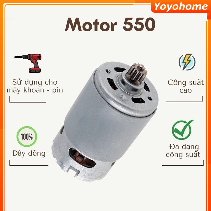 [🚚 Free shipping] Motor 550 RS550 12 Răng của máy khoan pin (có sẵn 12V - 21V)