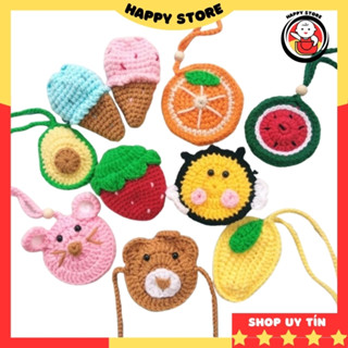 (Chọn Màu) Túi đựng tỏi cho bé sơ sinh kèm hạt dâu tằm, túi len đựng tỏi cho bé đeo tránh vía Happy