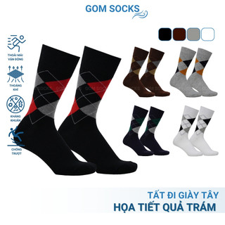 Vớ cổ cao nam công sở GOMSOCKS hoạ tiết quả trám, chất liệu cotton cao cấp , hút ẩm thoáng khí - GOM-QUATRAM-1DOI