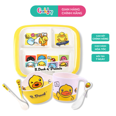 Dụng Cụ Ăn Dặm Oasis Park Khay, Bát, Cốc, Muỗng Chất Liệu Melamine Hình Vịt Vàng Đáng Yêu Cho Bé