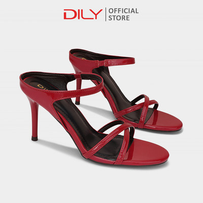 Guốc nữ DILY quai 2 dây đan chéo mũi tròn tôn chân, dép guốc nữ gót nhọn cao 8cm DL0523