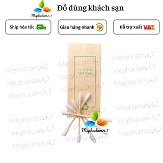 100 tăm bông thân gỗ túi Karaft Mẫu 1 cho khách sạn,resort,homestay; nhận in logo theo yêu cầu Mephuclam.4.7