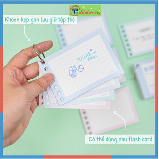Tập giấy note index 80 tờ a7 4 màu pastel 150gsm binder card klong cài sổ còng tiện lợi ms 910