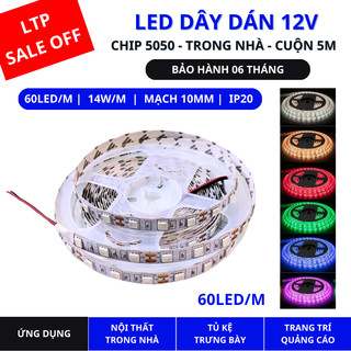 Cuộn 5m đèn led dây dán 12v chip 5050 dùng trong nhà và ngoài trời