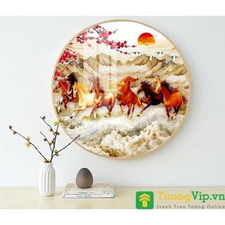Tranh tròn tráng gương treo tường 3d tường vip - tranh treo phong thuỷ mừng tân gia, khai trương mã đáo thành công