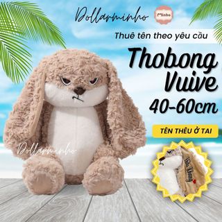 Gấu bông thỏ bunny mặt quạo - thỏ hung hăng tai dài, lông mềm đáng yêu cho bé