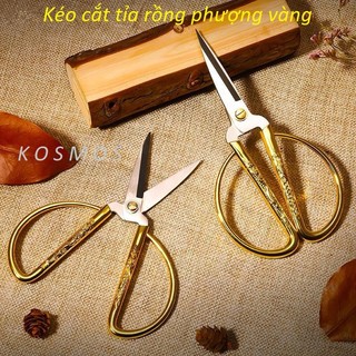Kéo cắt tỉa thực phẩm rồng phượng vàng ( dùng để kéo cắt băng khánh thành may mắn, cắt vải, giấy....)