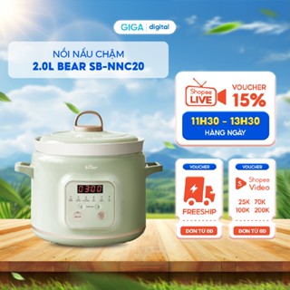 Nồi nấu chậm 2.0L Bear SB-NNC20 - Bản tiếng Việt - Dễ sử dụng - 6 chức năng nấu sẵn
