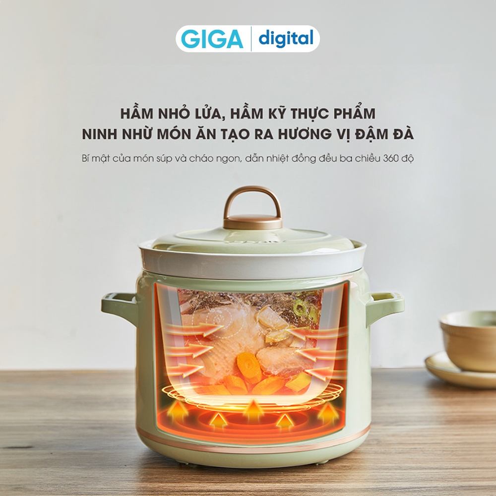 Nồi nấu chậm 2.0L Bear SB-NNC20 - Bản tiếng Việt - Dễ sử dụng - 6 chức năng nấu sẵn