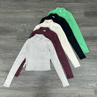 Áo thun gân cổ trụ tay dài