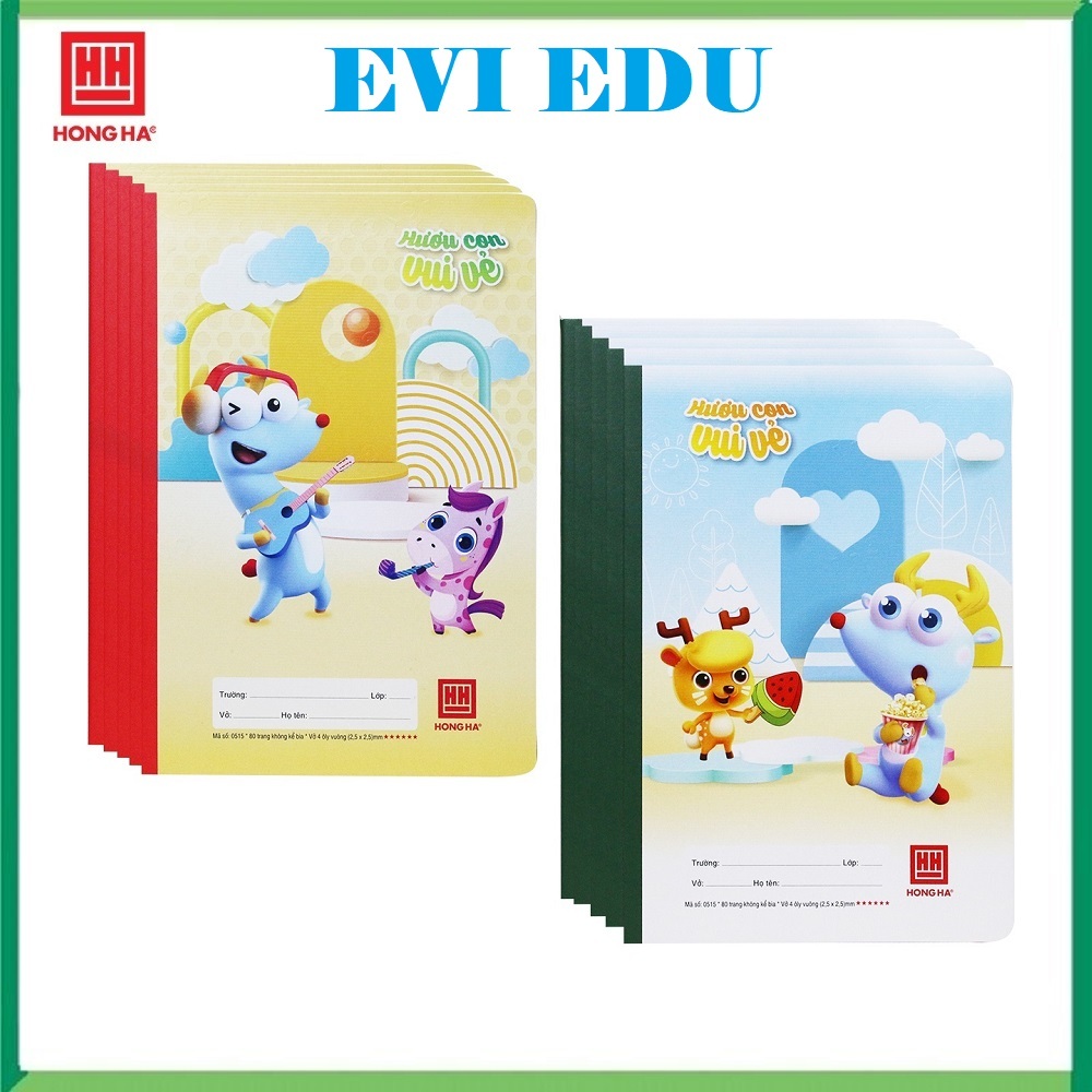 Lốc 5 quyển vở 4 ô ly 80 trang Hồng Hà School Ami 0515 vở luyện viết chữ đẹp cho học sinh tiểu học