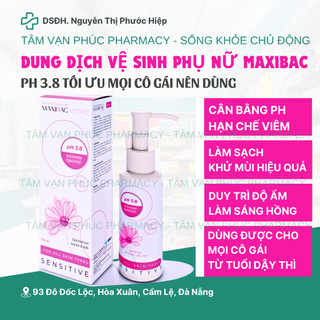  Dung dịch vệ sinh phụ nữ MAXIBAC pH 3.8 Tối Ưu Mọi Cô Gái Nên Dùng Cân Bằng pH Hạn Chế Viêm Nhiễm Giữ Ẩm Sáng Hồng 