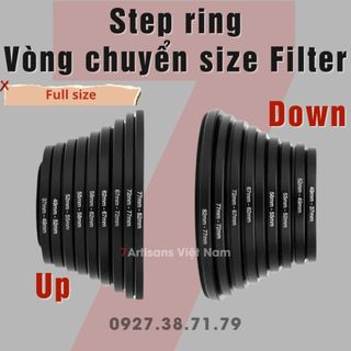 Đủ size step down ring - vòng chuyển size filter của ống kính - full size từ 37mm 49mm 52mm 55mm 62mm 67mm 82mm