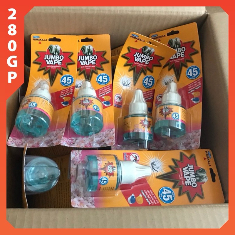 Bộ Máy Xông Đuổi Muỗi Và Chất Xông Muỗi Jumbo Vape ( Hương Hoa Lily & Hoa Anh Đào Sakura )