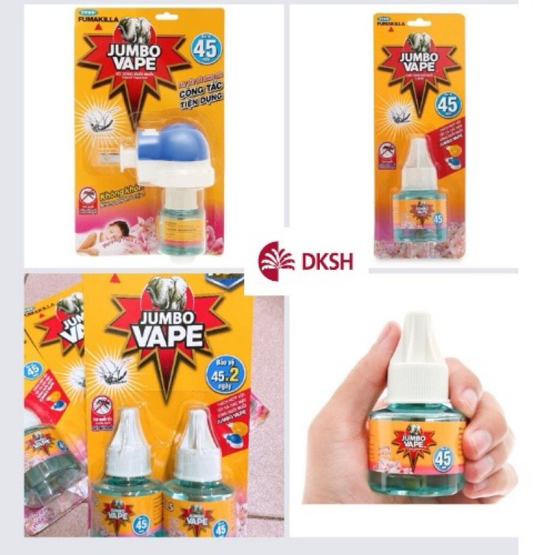 Bộ Máy Xông Đuổi Muỗi Và Chất Xông Muỗi Jumbo Vape ( Hương Hoa Lily & Hoa Anh Đào Sakura )