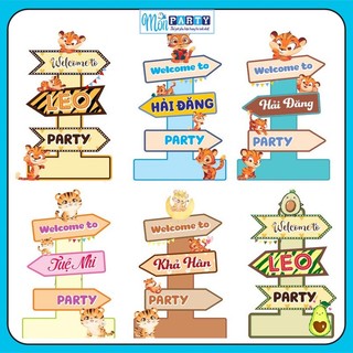 Cây welcome sinh nhật in tên tuổi bé Mon Party bảng tên welcome chibi sinh nhật thiết kế riêng theo yêu cầu của khách