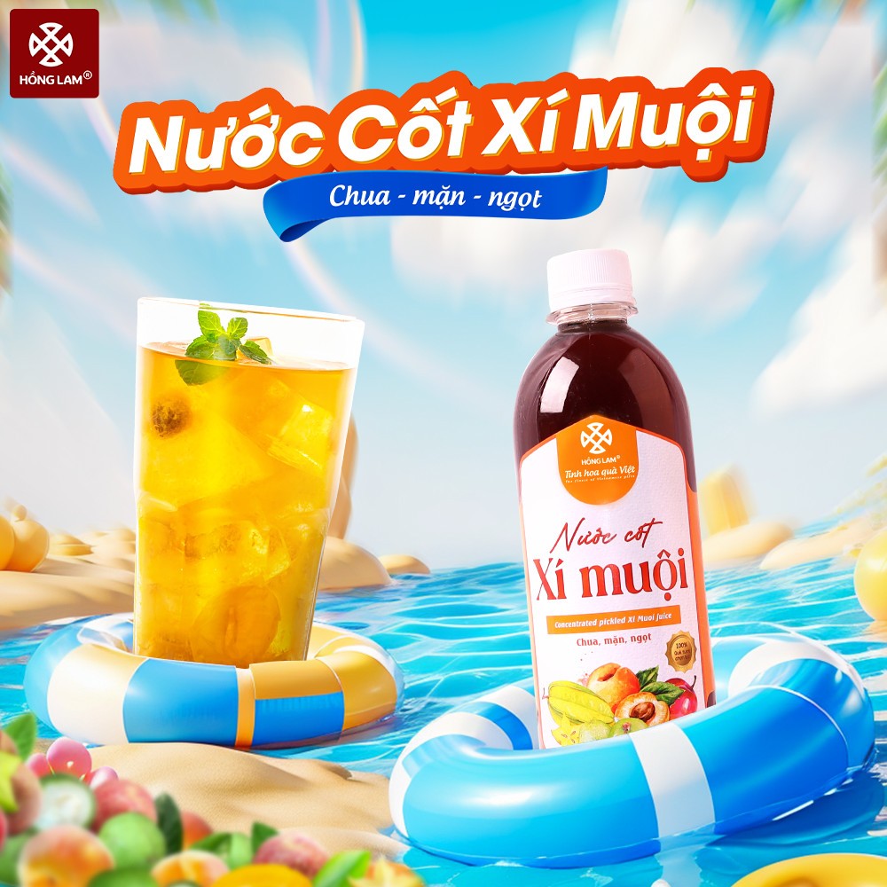 Nước cốt Xí Muội Hồng Lam 500ml và 1000ml - Vị chua ngọt