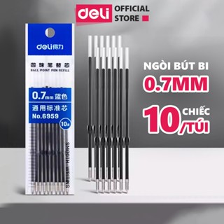 Set 10 Ruột Bút Bi Deli Ngòi 0.7mm Mực Xanh Thay Nhiều Loại Bút Viết Trơn Tru Dành Cho Học Sinh Văn Phòng